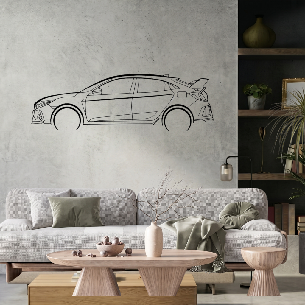 Honda Civic 2018 Type R Laser Cut Metal Wall Art | Premium Steel Car Silhouette |