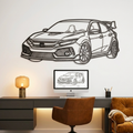 Modified Honda Civic Neon Metal Wall Art | Laser Cut Steel Wall Decor with RGB LED |