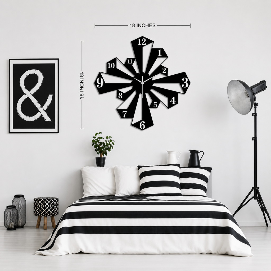 Modern Geometric Wall Clock Metal Art