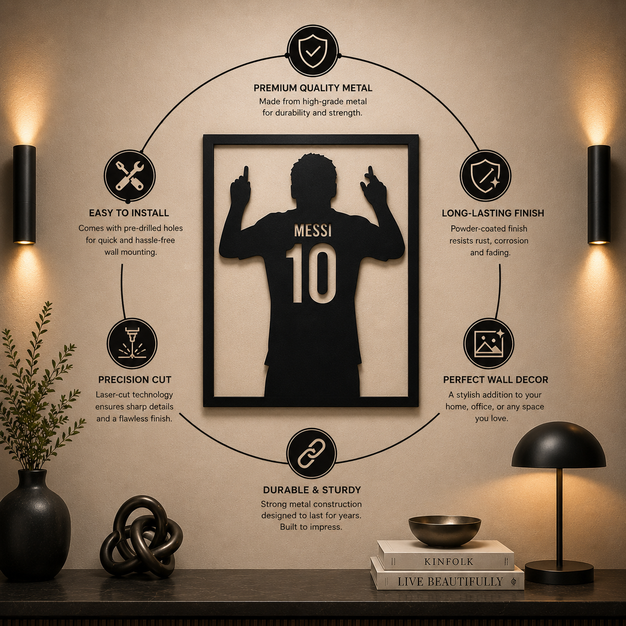 Messi Metal Wall Art
