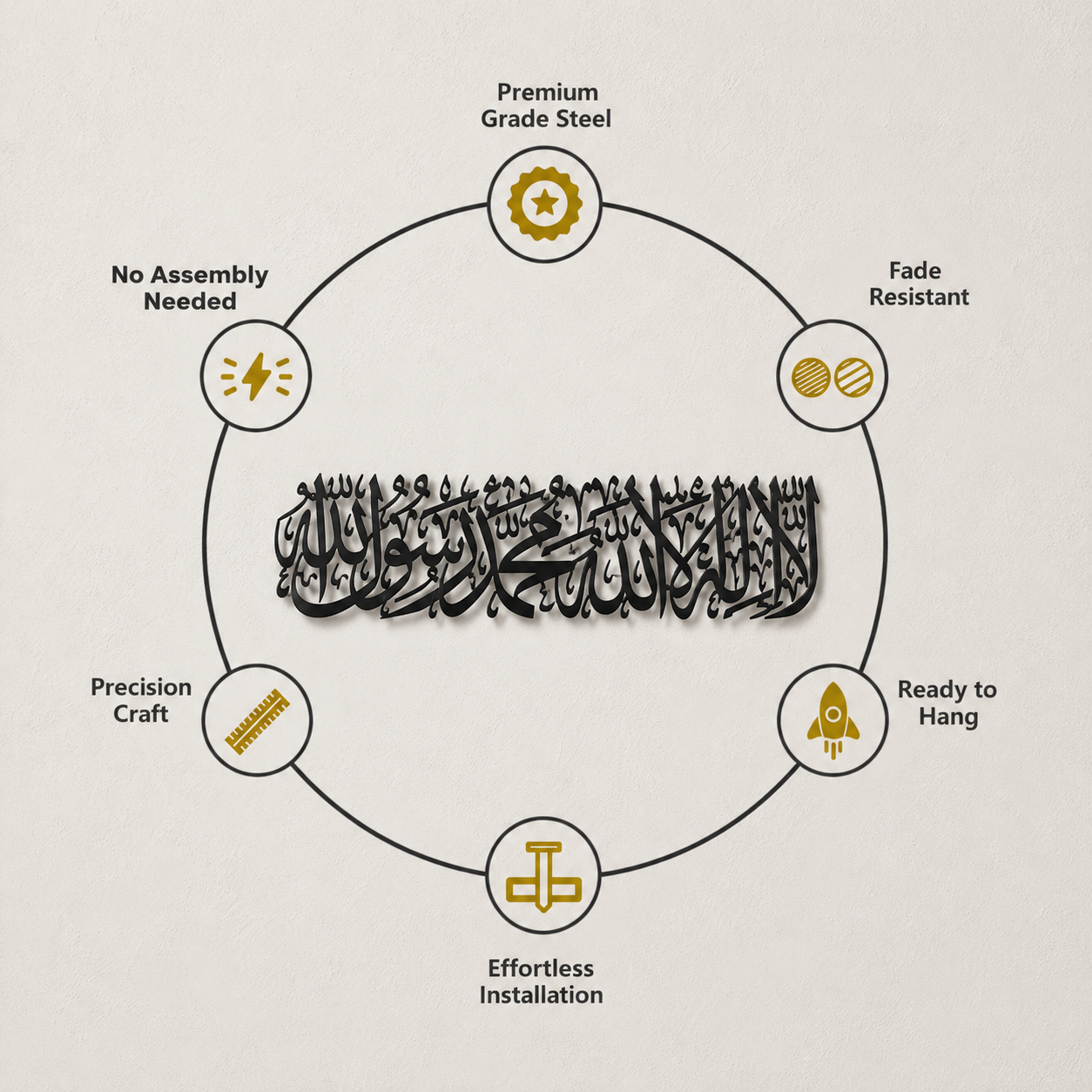 Kalma – Islamic Calligraphy Metal Wall Art