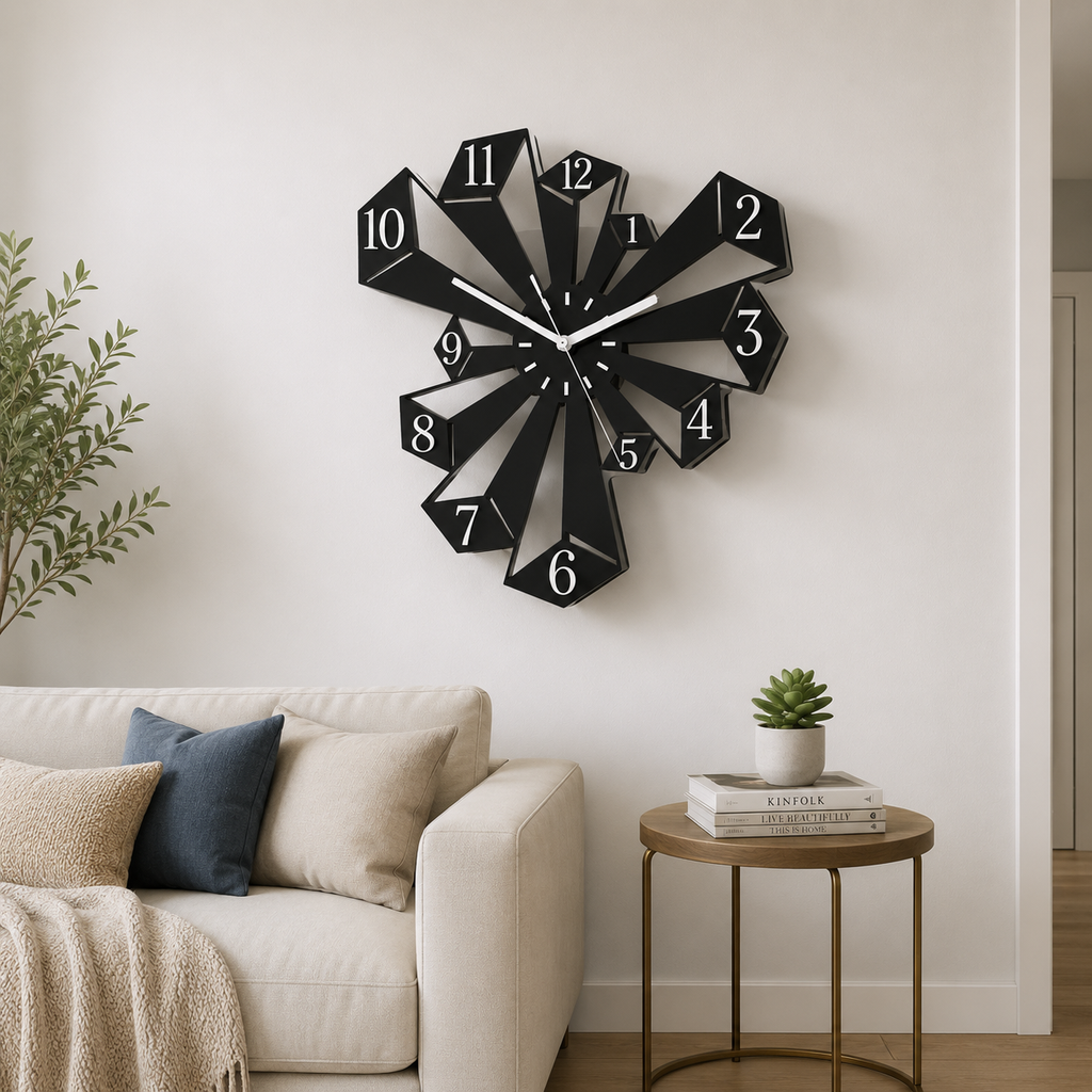 Modern Geometric Wall Clock Metal Art