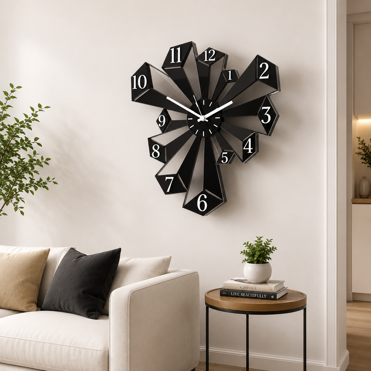 Modern Geometric Wall Clock Metal Art