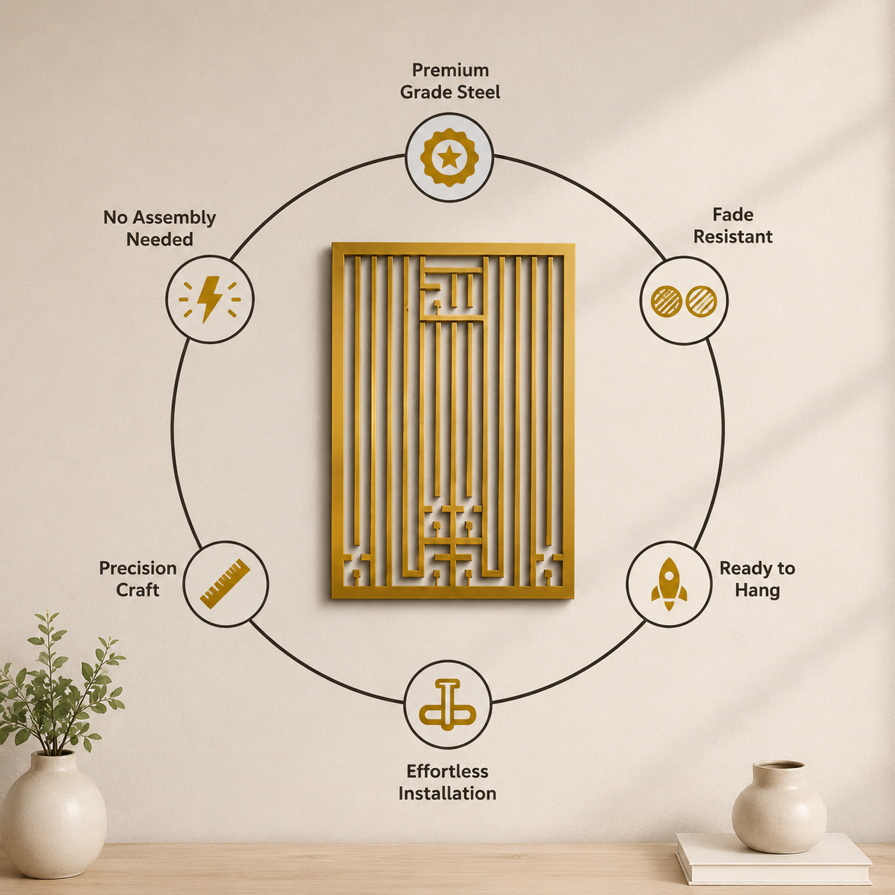 Islamic Geometric Calligraphy Metal Wall Art