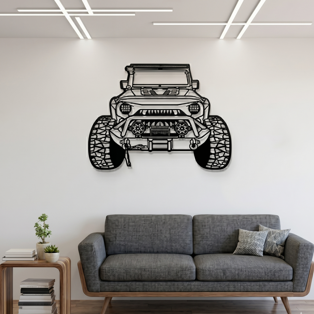 Jeep Wrangler Metal Wall Art – Laser Cut Off-Road Vehicle Wall Decor