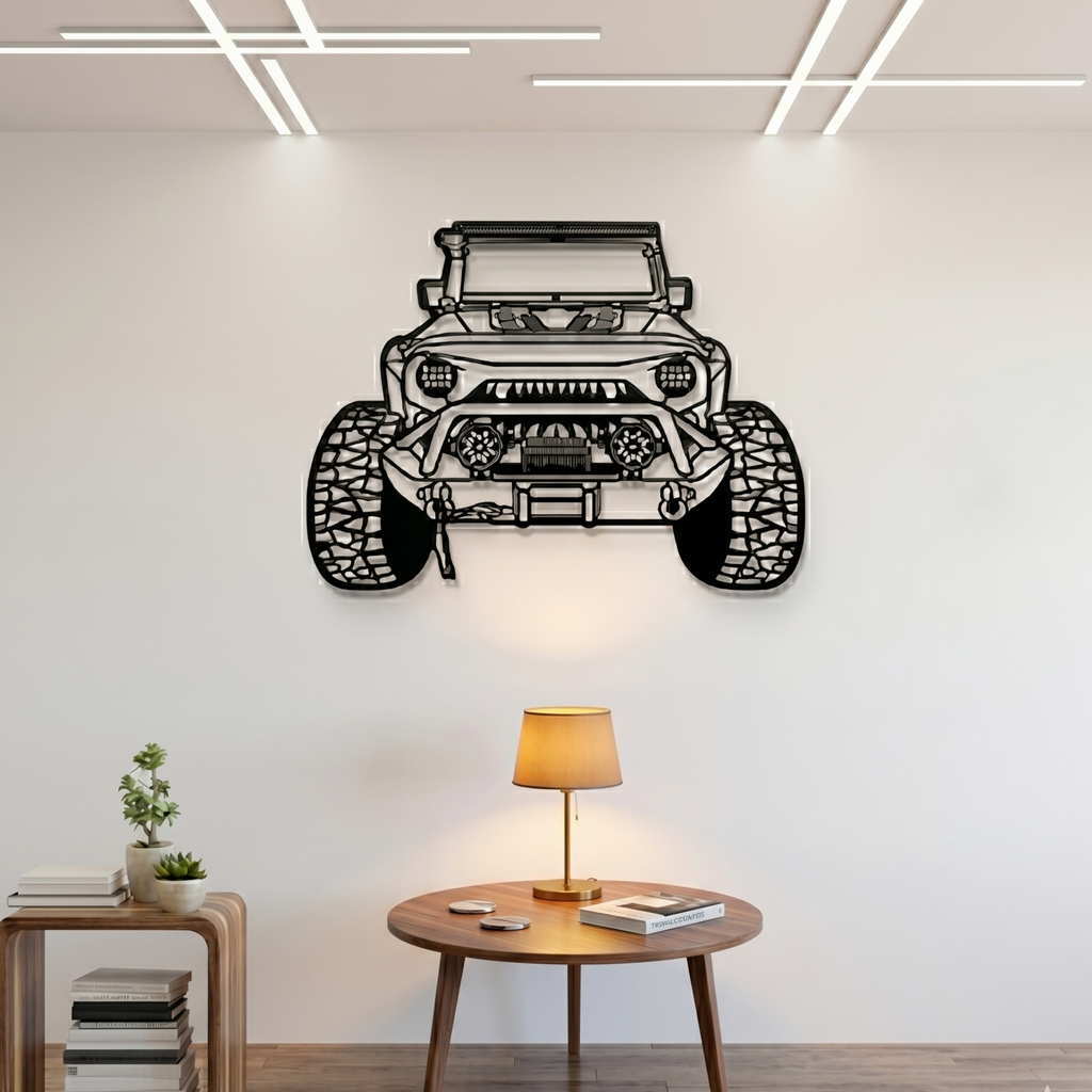 Jeep Wrangler Metal Wall Art – Laser Cut Off-Road Vehicle Wall Decor