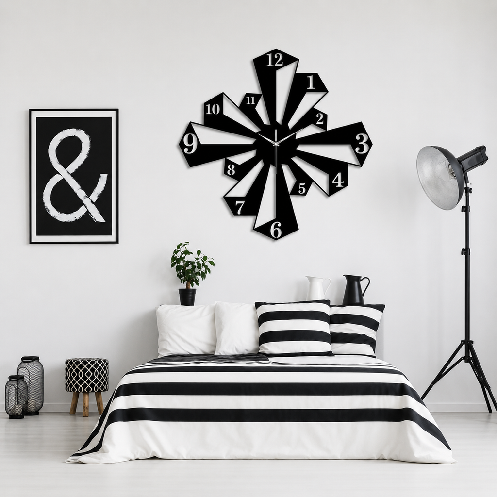 Modern Geometric Wall Clock Metal Art