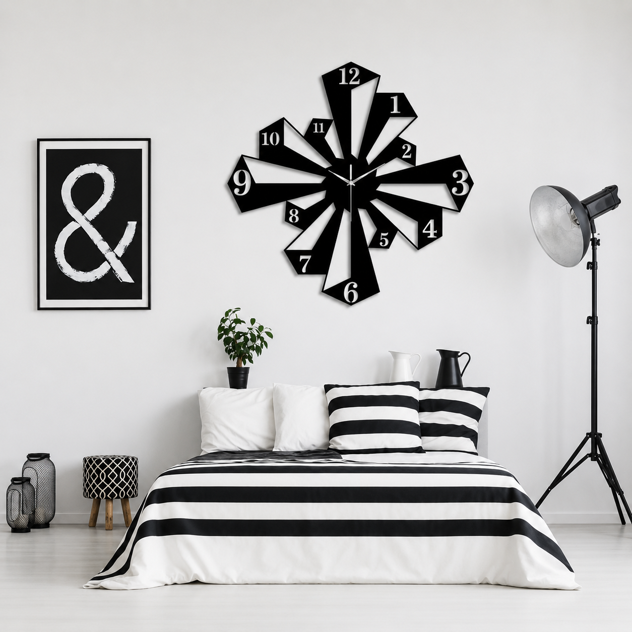 Modern Geometric Wall Clock Metal Art