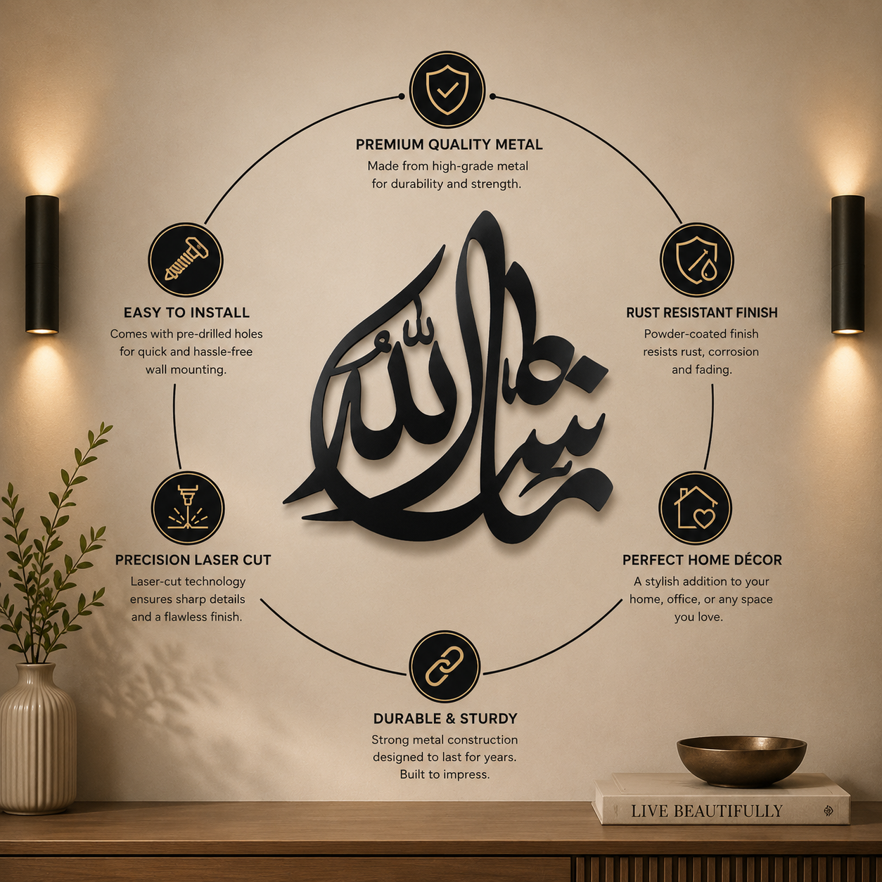 MashaAllah Islamic Metal Wall Art